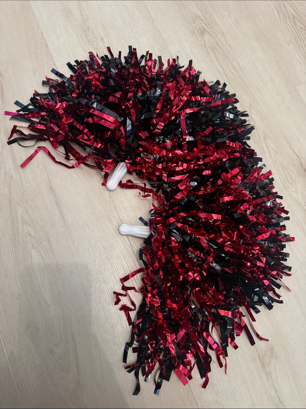 Red and Black Pom-Poms Cheerleading Pom Poms